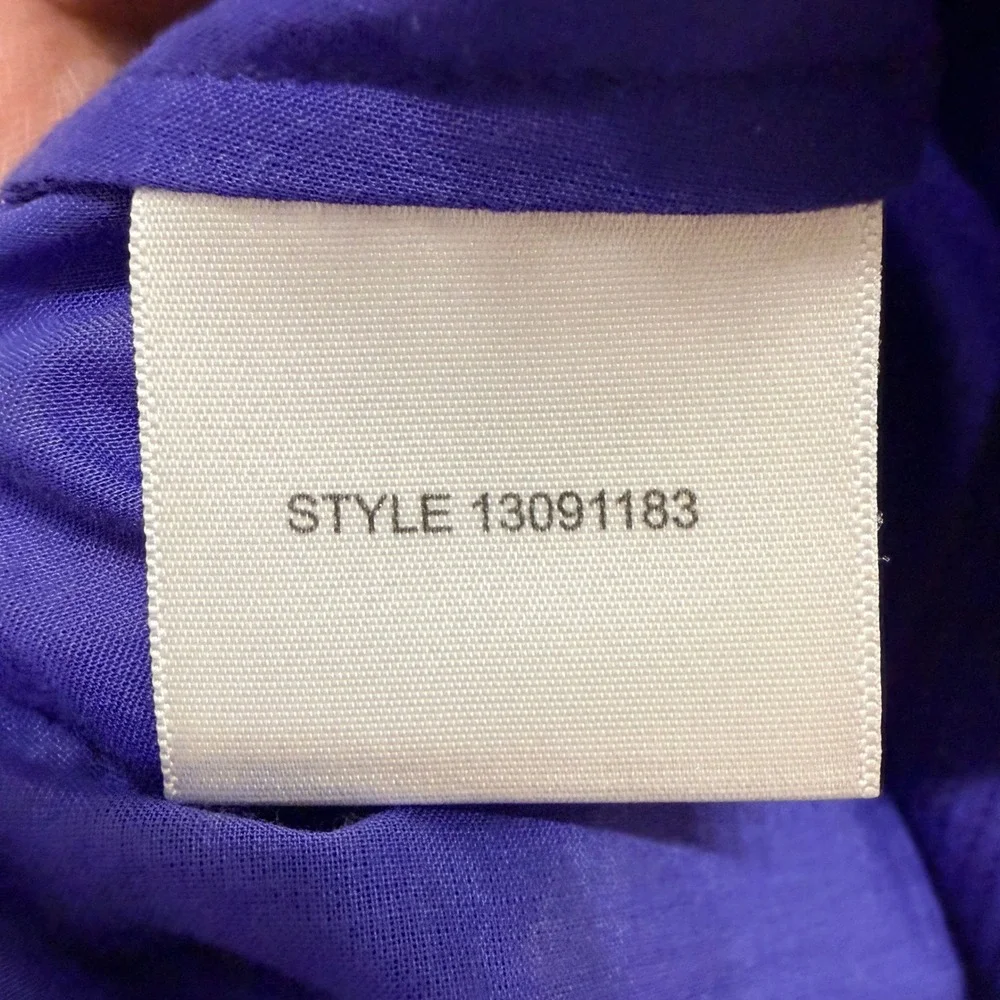 Tory Burch Purple Cotton Tunic Blouse Size 12 Colorblock Kaftan Boho Resort